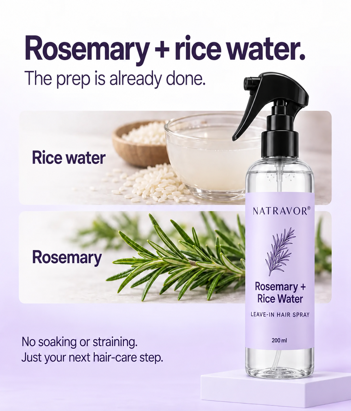 NATRAVOR® Rosemary + Rice Water Leave-In Hair Spray