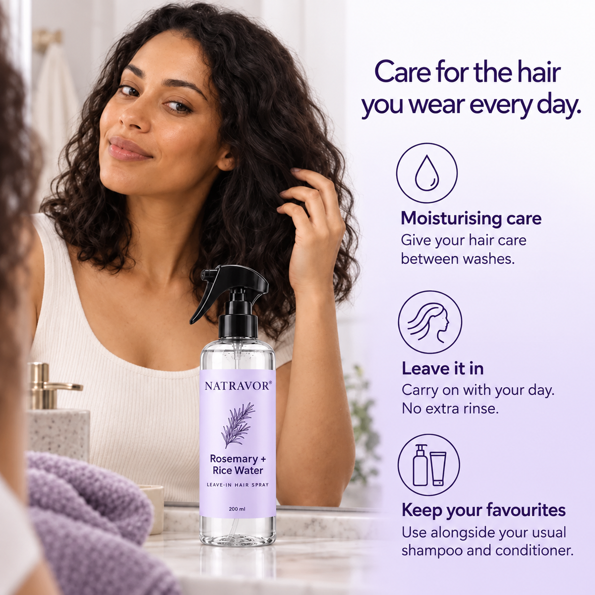 NATRAVOR® Rosemary + Rice Water Leave-In Hair Spray