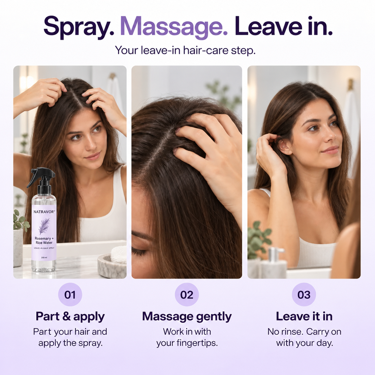 NATRAVOR® Rosemary + Rice Water Leave-In Hair Spray